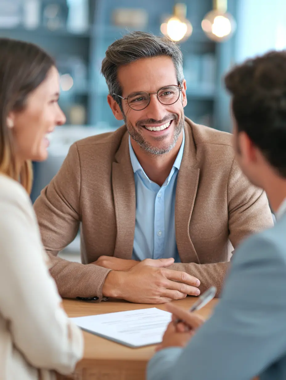 Un courtier qui sourit